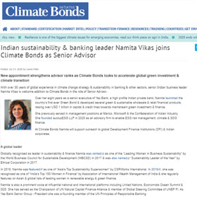 Indian sustainability & banking leader Namita Vikas joins