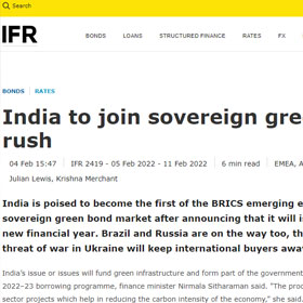 India to join sovereign green bond rush